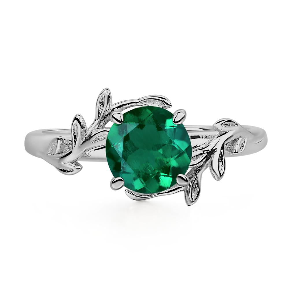 Vine Lab Created Emerald Solitaire Engagement Ring - LUO Jewelry #metal_platinum