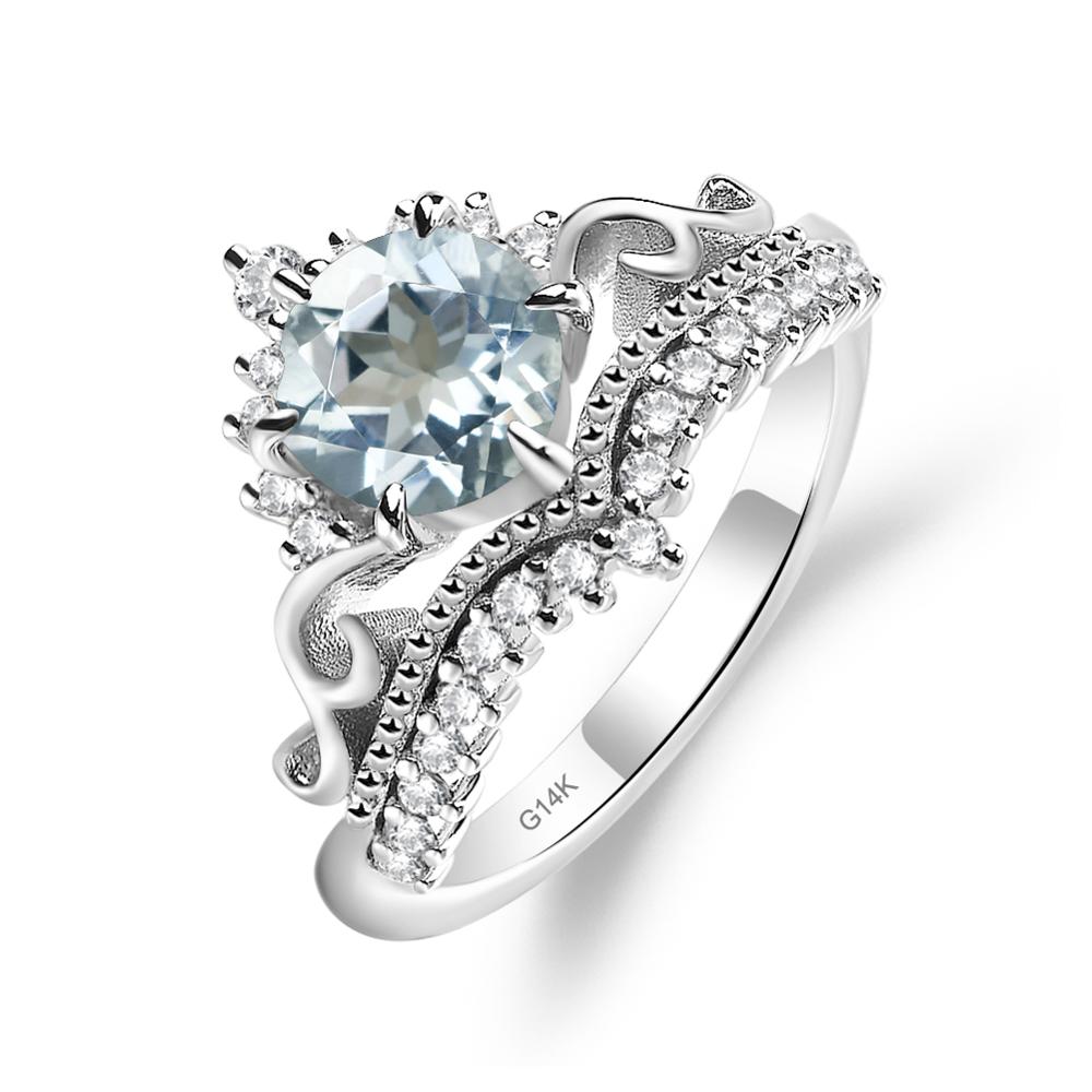 Vintage Aquamarine Cocktail Ring - LUO Jewelry #metal_14k white gold