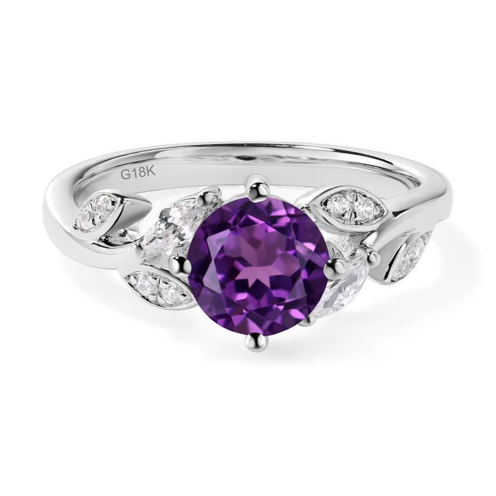 Vine Leaf Amethyst Engagement Ring - LUO Jewelry #metal_18k white gold