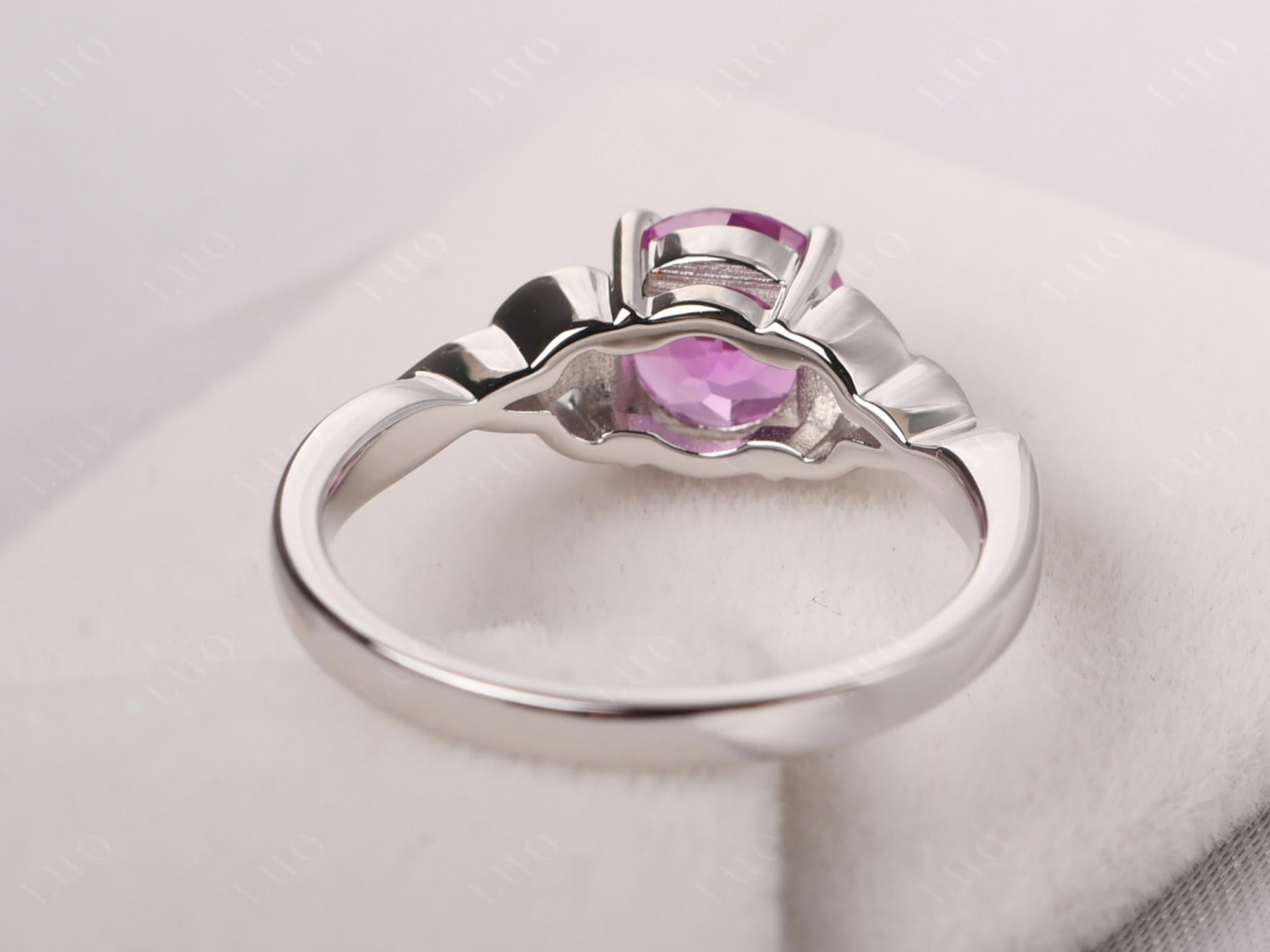 Round Cut Lab Pink Sapphire Celtic Ring - LUO Jewelry