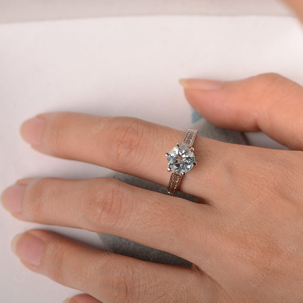 Vintage Aquamarine Cathedral Engagement Ring - LUO Jewelry