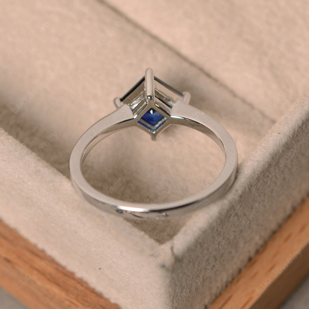 Princess Lab Sapphire Solitaire Engagement Ring - LUO Jewelry