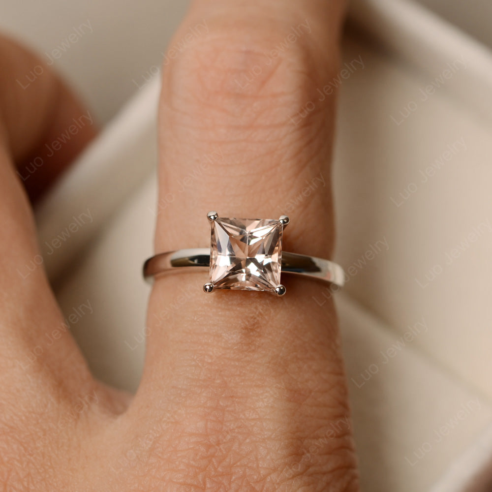Princess Solitaire Morganite Engagement Ring - LUO Jewelry