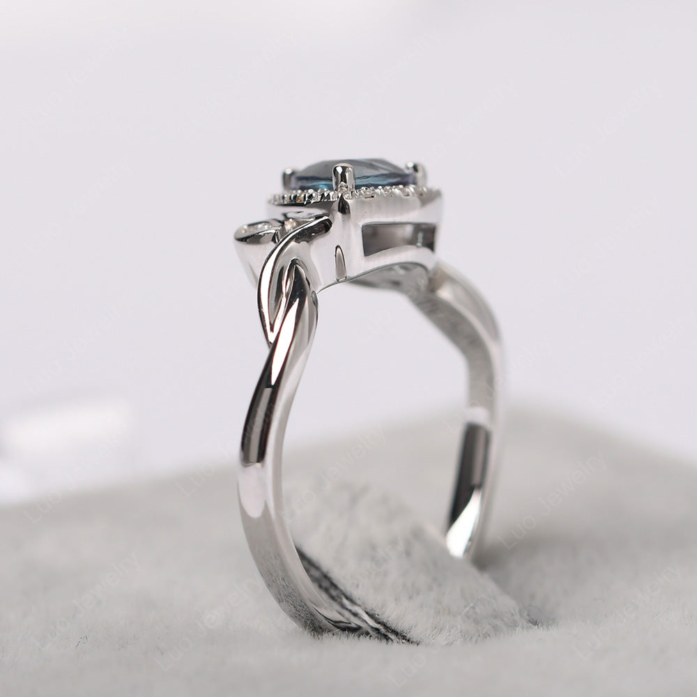 Alexandrite Wedding Ring Trillion Cut Art Deco - LUO Jewelry