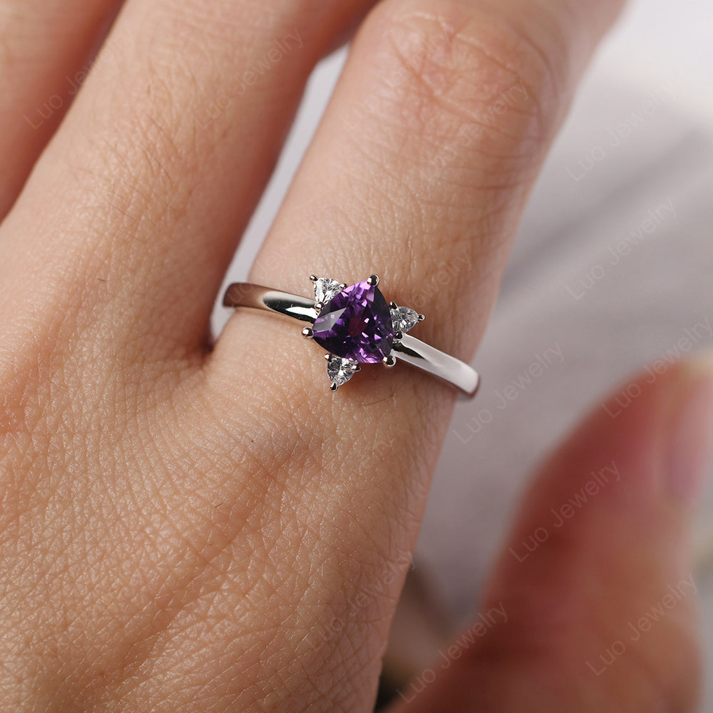 Green outlets amethyst ring trillion cut sterling silver wedding ring for women