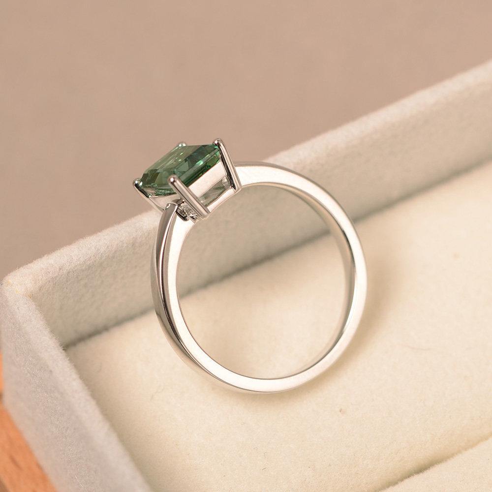 Emerald Cut Green Sapphire Solitaire Engagement Ring - LUO Jewelry